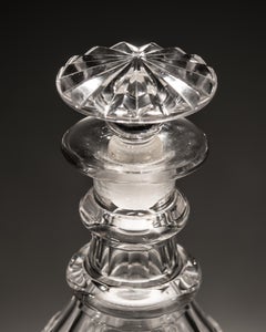 Pair of Slice Cut Regency Decanters with Diamond Cut Band