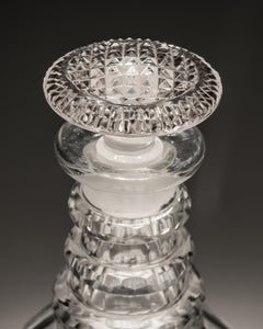 Pair of Slice and Flute Cut Georgian Decanters with Diamond Band