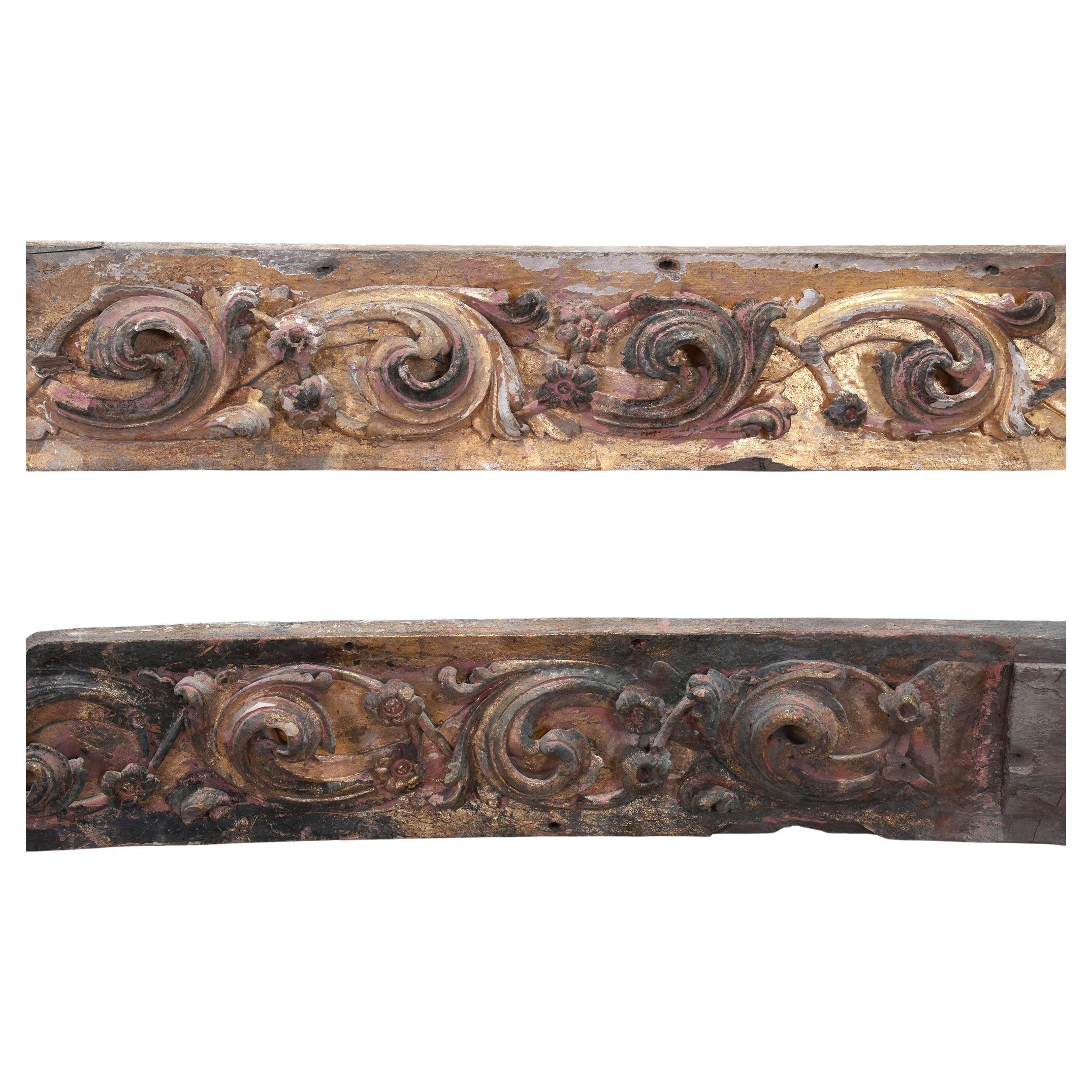 A Pair of Slim 18th Century Portuguese Baroque Carved Panels For Sale