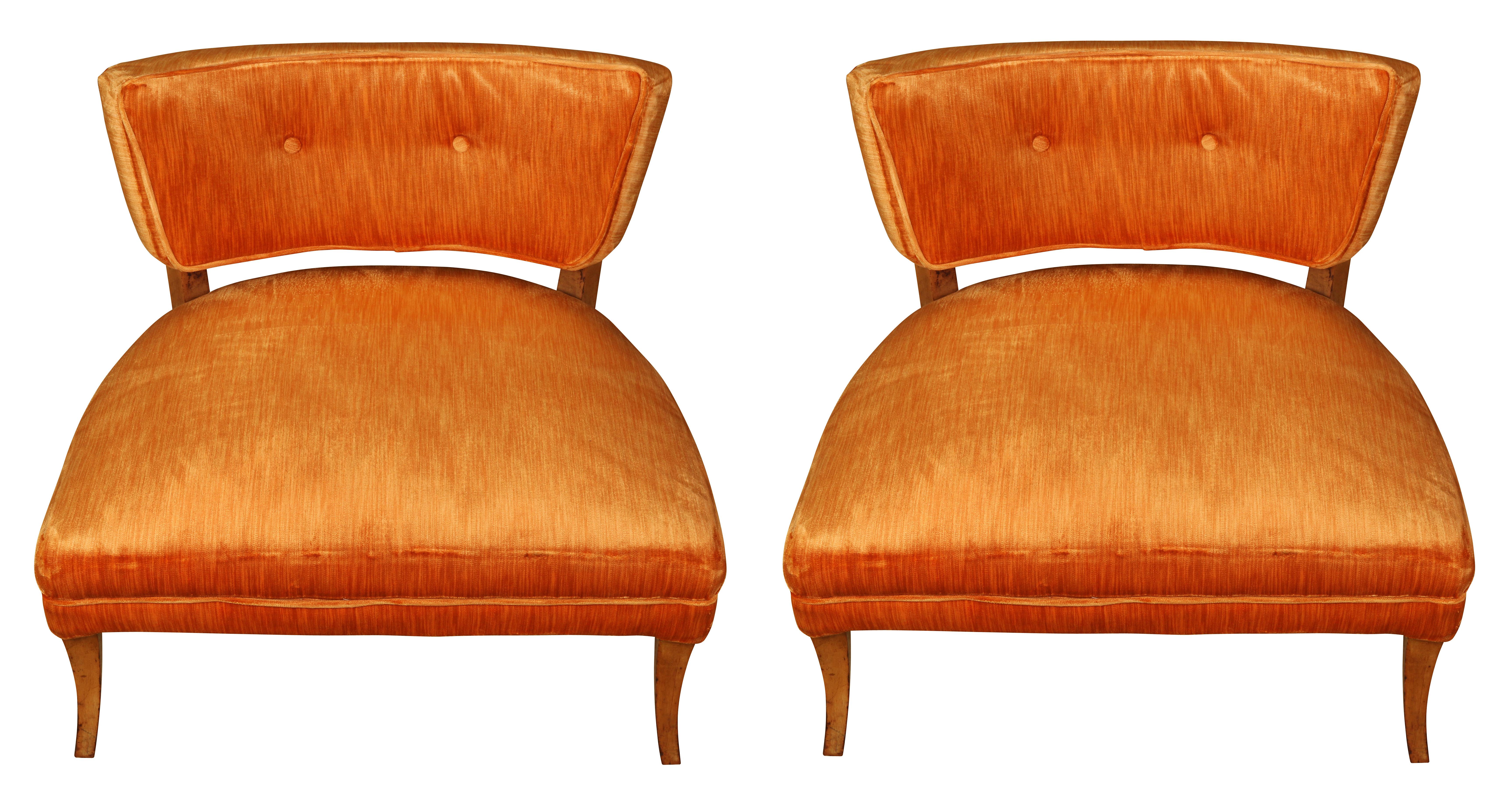 Hollywood Regency Pair of Slipper Chairs Attributed to Billy Haines