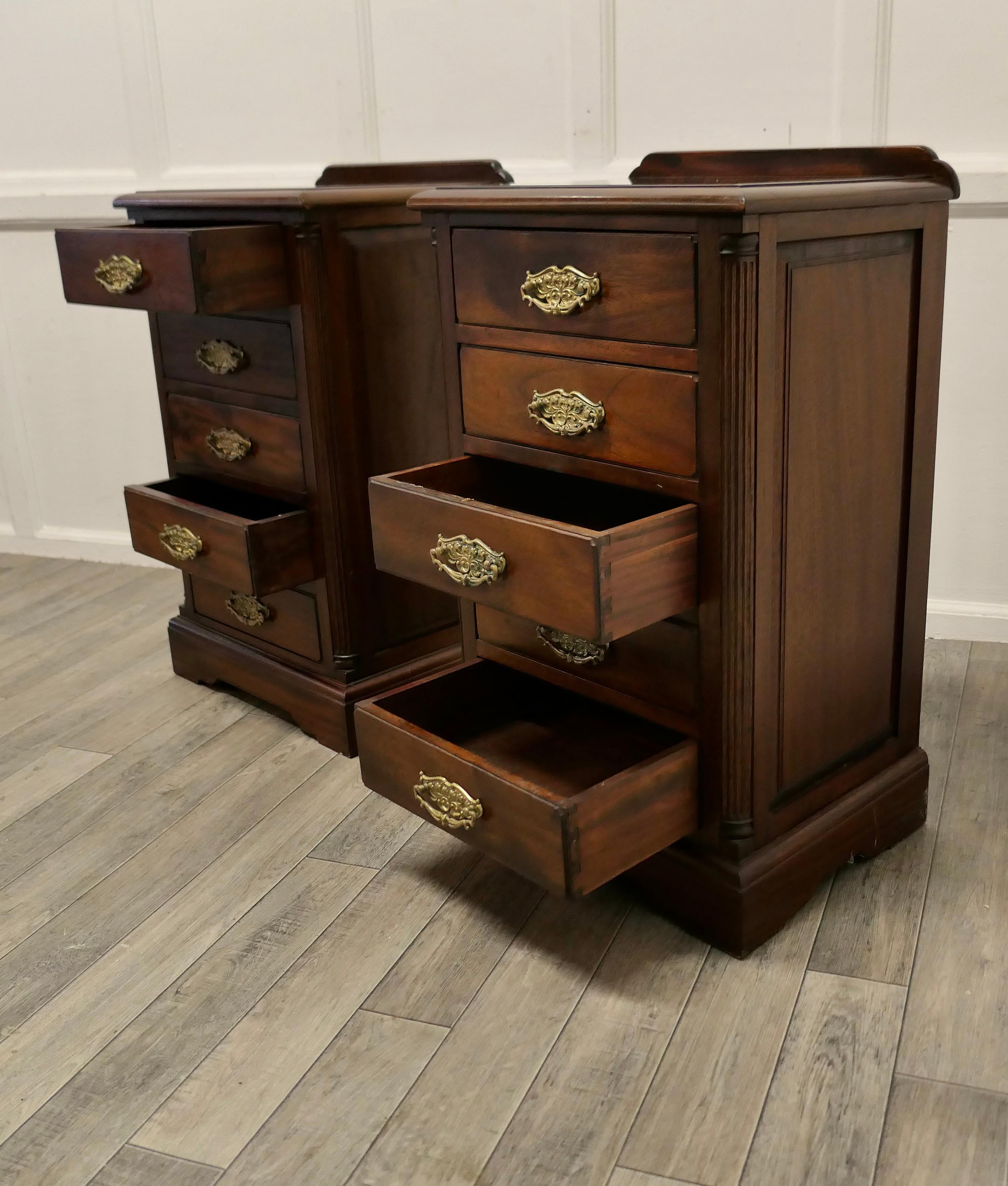 Early 20th Century Pair of Small 6 Drawer Chest of Drawers, Night Tables For Sale