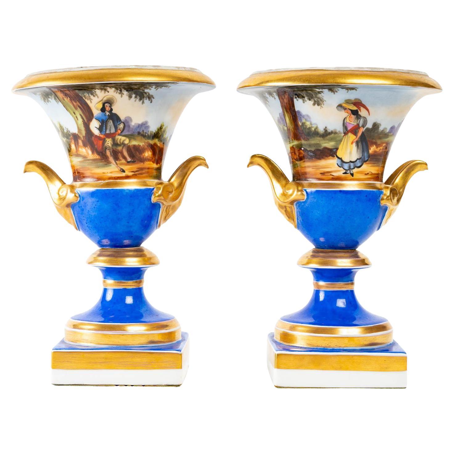 Pair of Small Medicis Vases For Sale