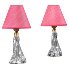 Pair of Small Twisted Glass Lamps