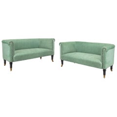 Antique Pair of Small Victorian Window Sofas