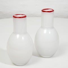 A pair of small white opal-coloured blown glass vases from Denmark