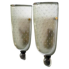 A pair of smoke grey murano glass table lamps attributed to Seguso
