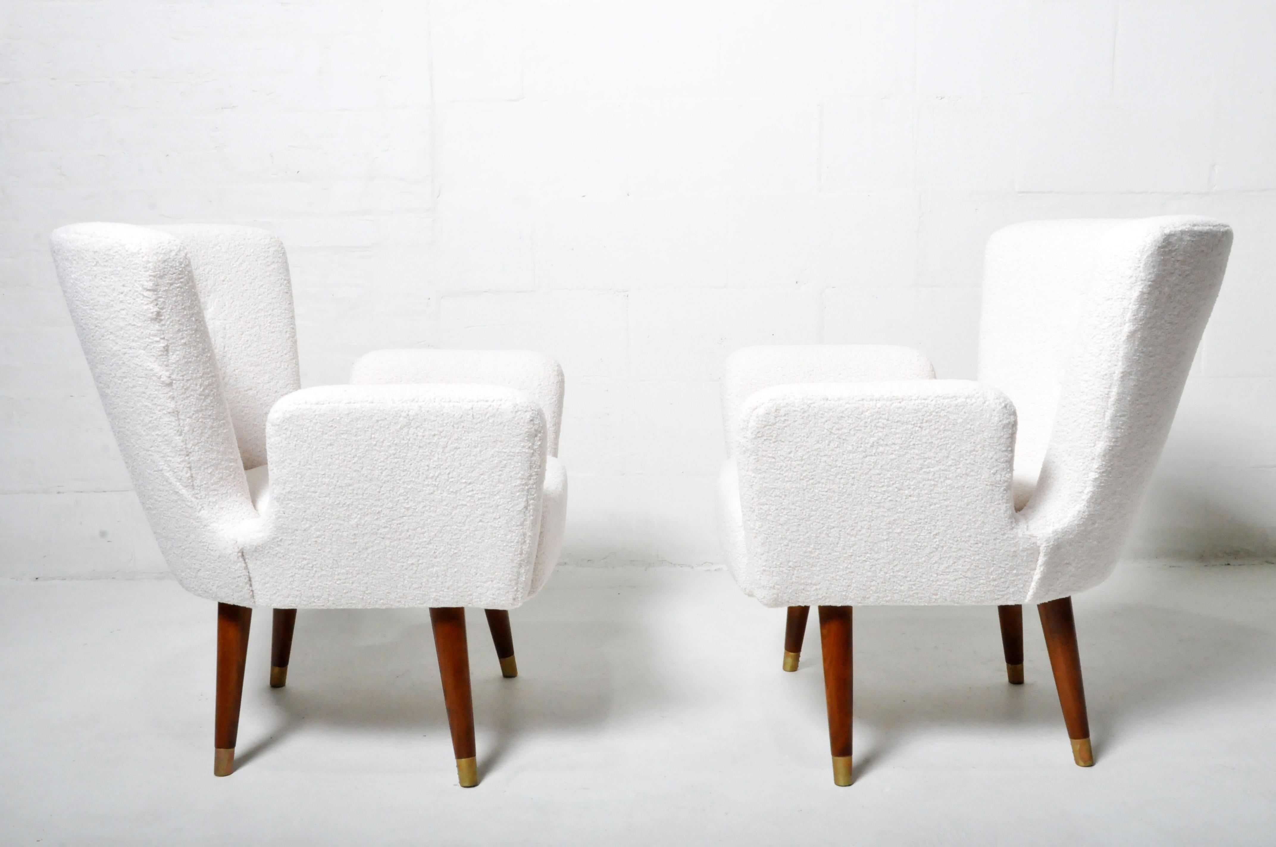 20th Century Pair of Socialist Mid-Century Lounge Chairs With Boucle Upholstery