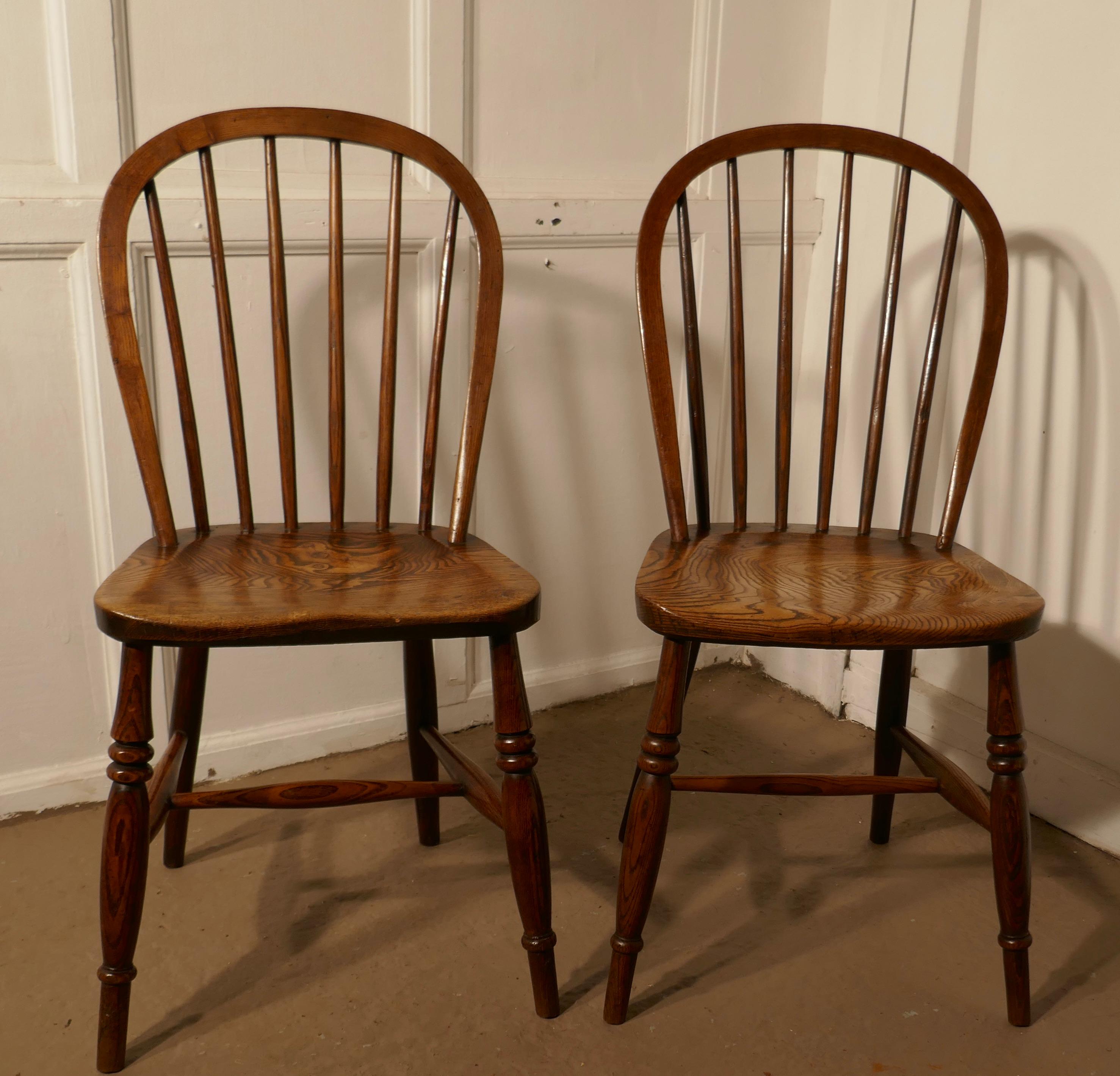 A pair of solid ash windsor hoop back chairs


The chairs are a Classic design and traditionally made from solid wood they are in the traditional Windsor style with a Hooped back
These are very sturdy chairs they are very sound and well made,