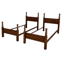 A Pair of Solid Oak Single Beds Early 20th Century