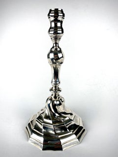 Pair of Solid Silver Sterling 18th Century Wrythen Skirt Candlesticks