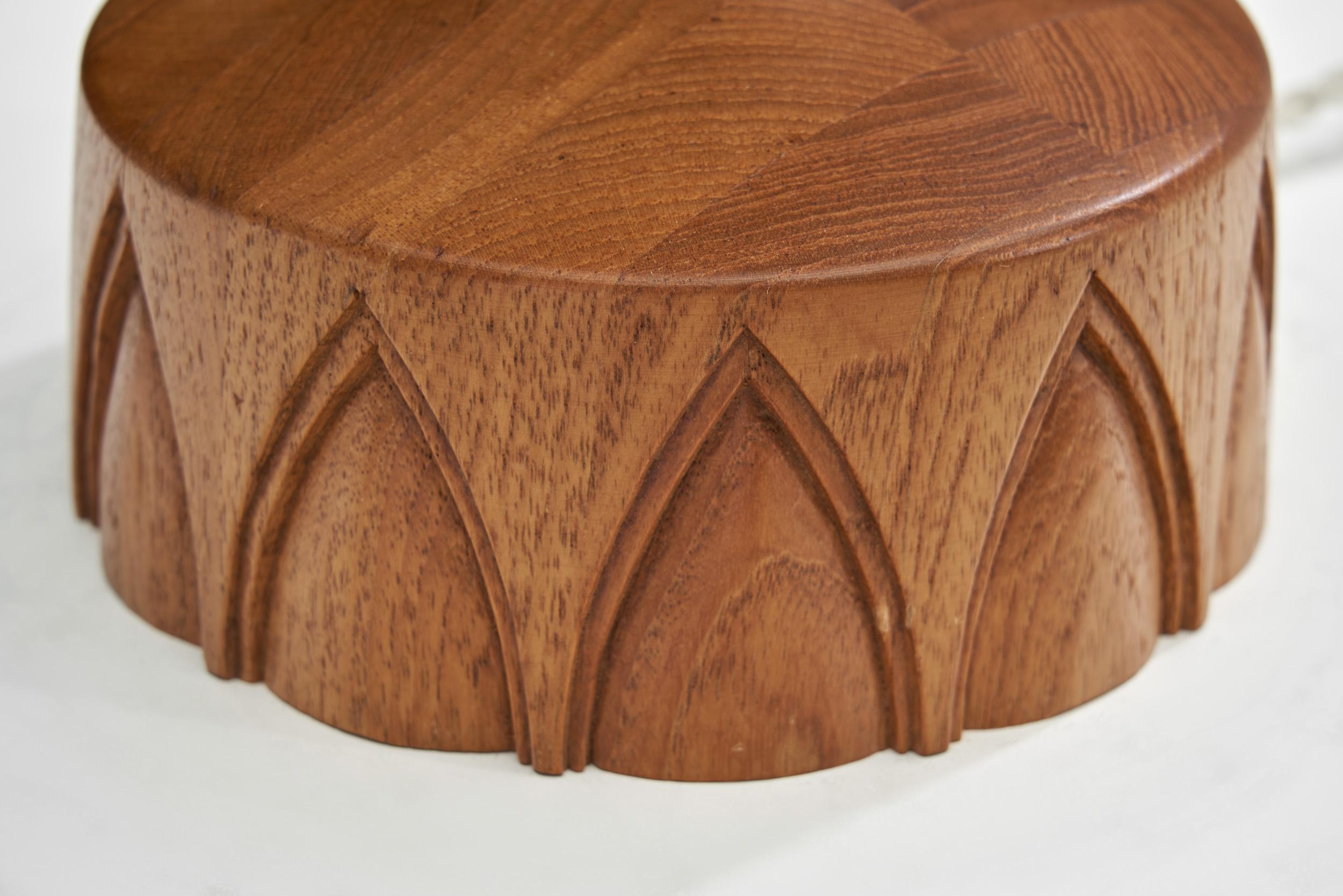 A Pair of Solid Wood Table Lamps by AB Stilarmatur Tranås, Sweden ca 1960s 11