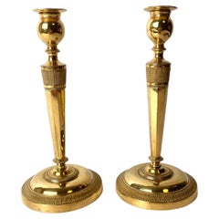 Pair of Sophisticated Gilt Bronze Candlesticks, Directoire circa 1795