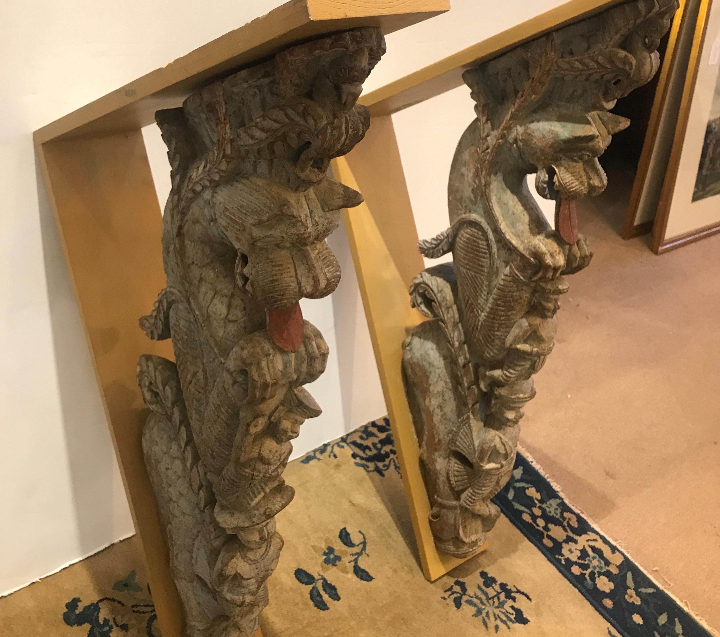 Pair of South East Asian Architectural Carvings Late 19th Century 1