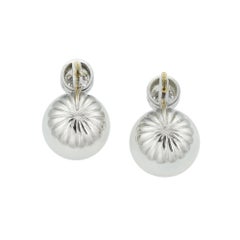 A Pair Of South Sea Cultured Pearl And Diamond Earrings