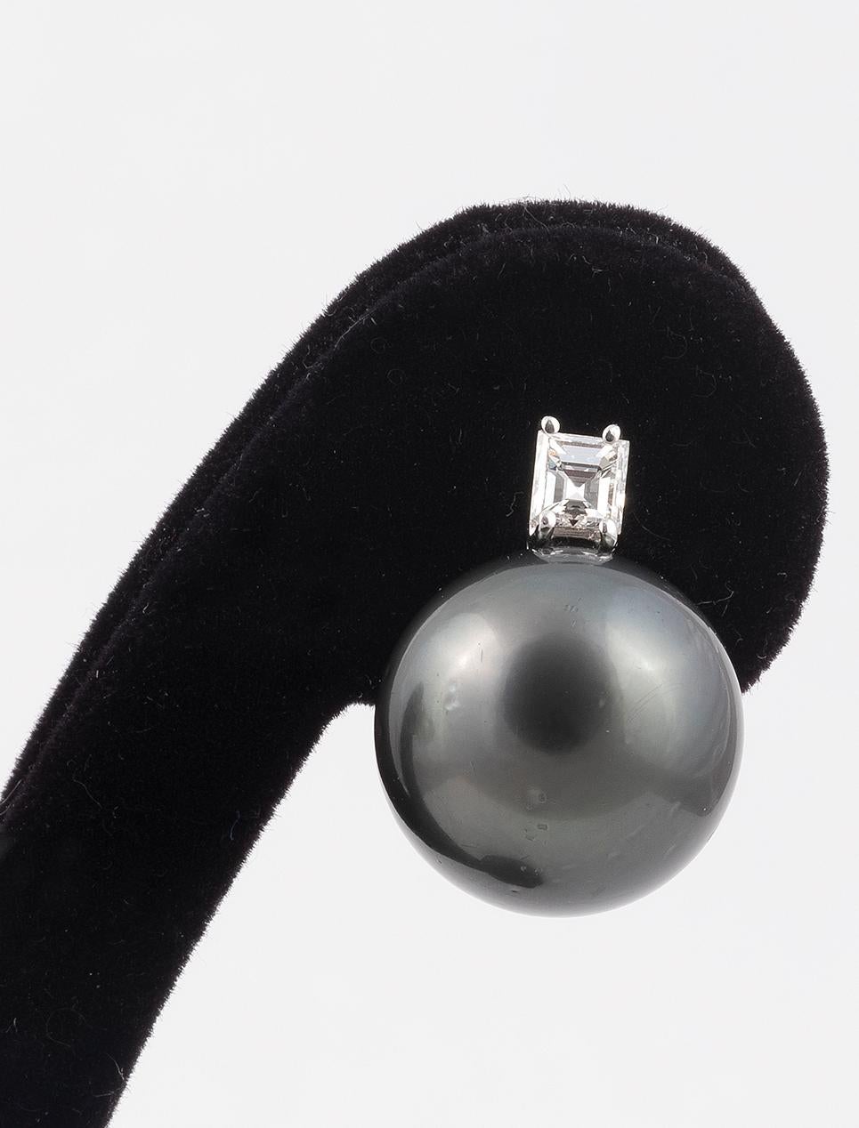 Contemporary Pair of South Sea Cultured Pearl and Diamond Earrings