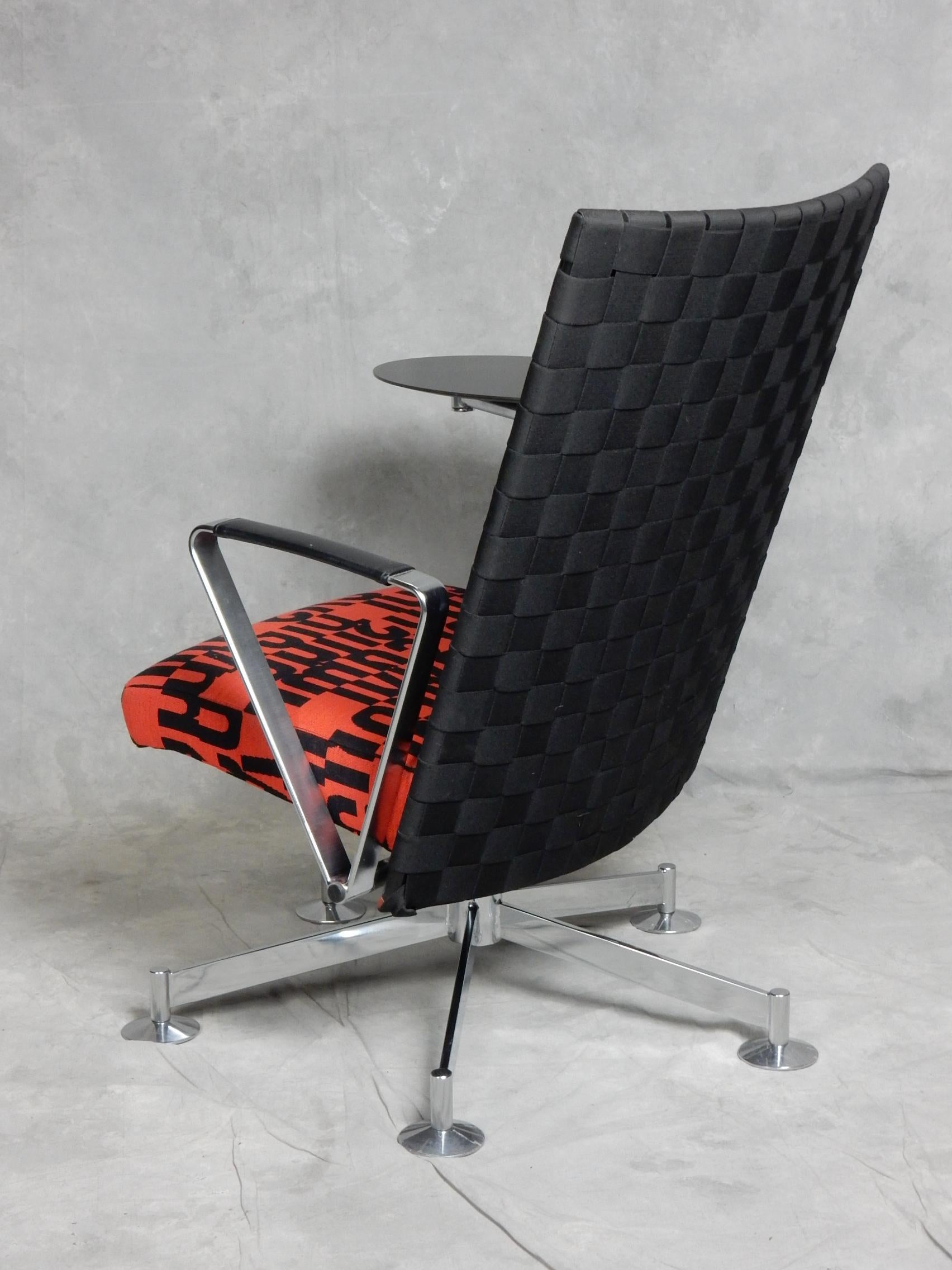American Pair of Space Age Lounge Chairs by Burkhard Vogtherr w/ Gunner Anderson Fabric For Sale