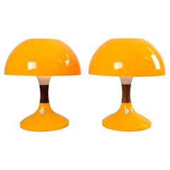 Pareja de lámparas de mesa Space Age de Bent Karlby para Ask Belysning, Dinamarca, años 70