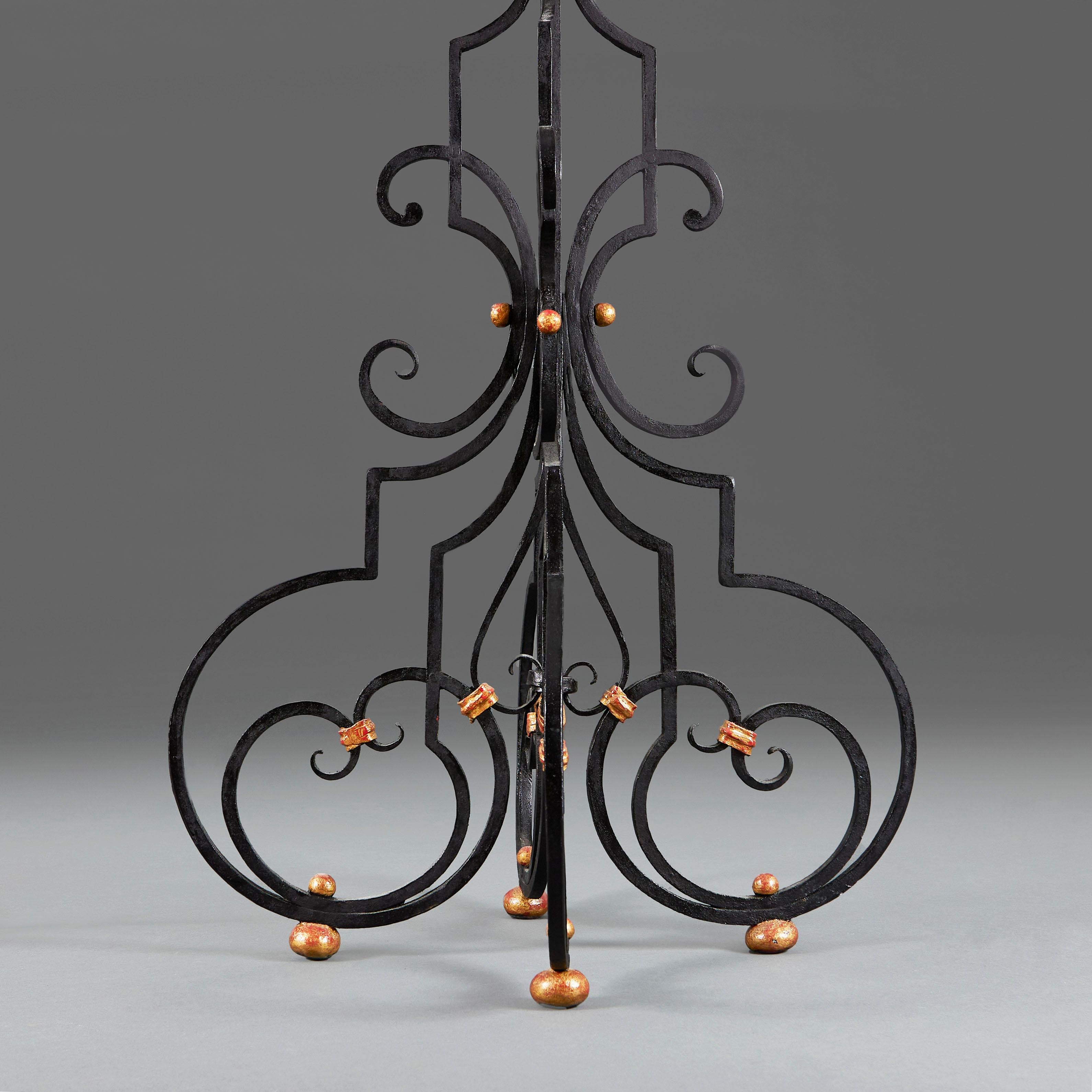 19th Century A pair of Spanish 19th century wrought iron standard lamps 