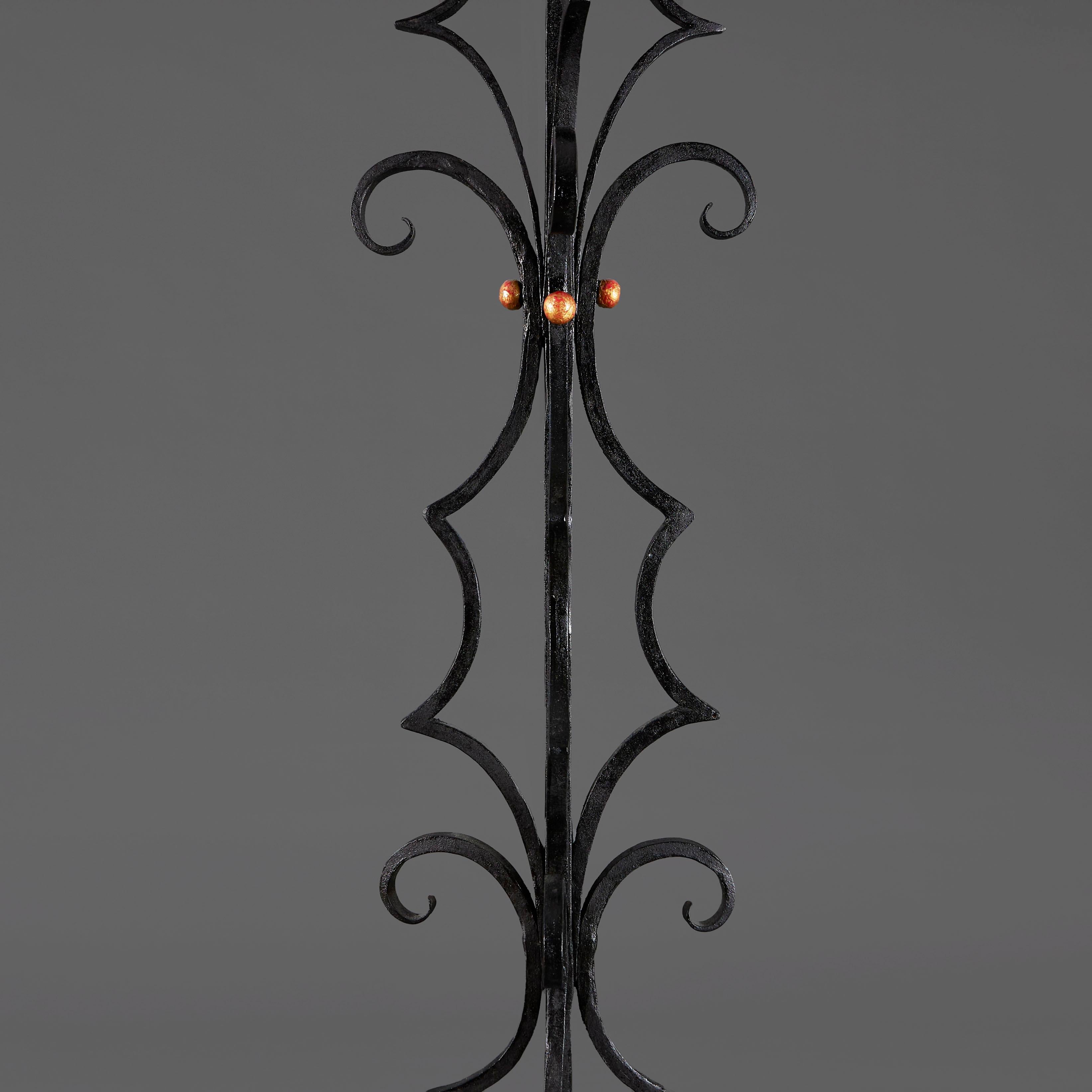 Wrought Iron A pair of Spanish 19th century wrought iron standard lamps 