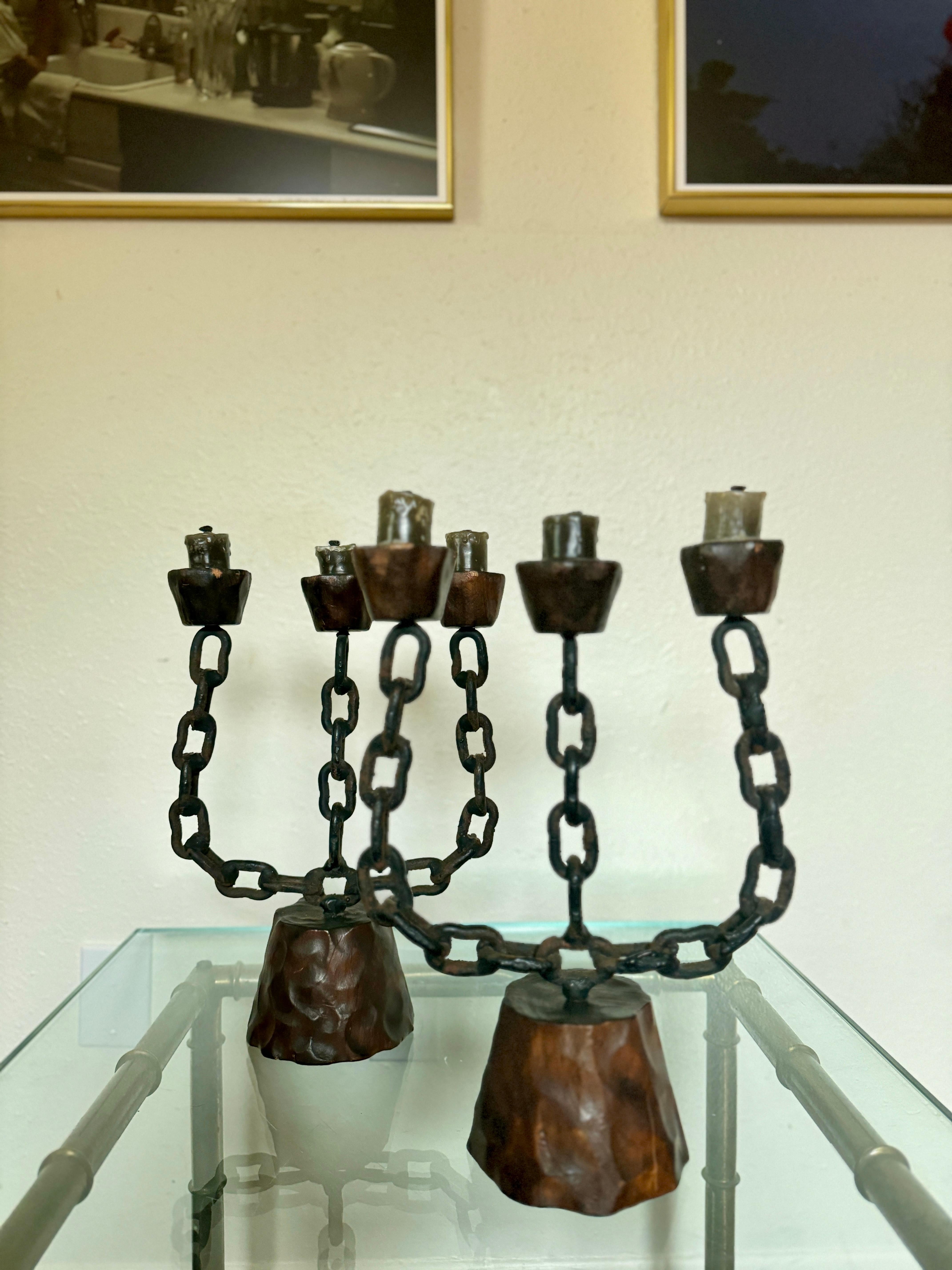 A pair of Spanish brutalist candelabras, circa 1950s For Sale 1