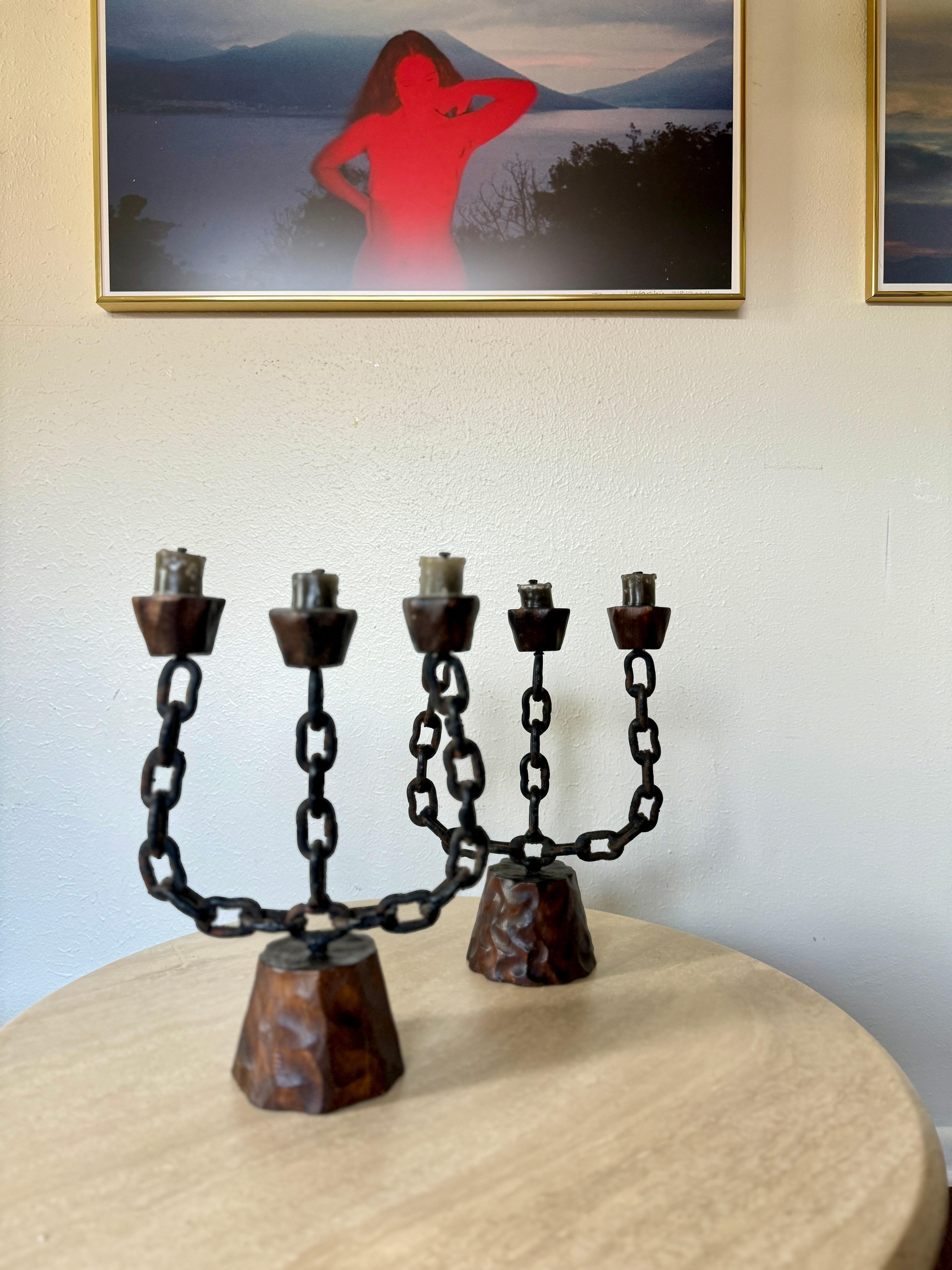 A pair of Spanish brutalist candelabras, circa 1950s For Sale 2