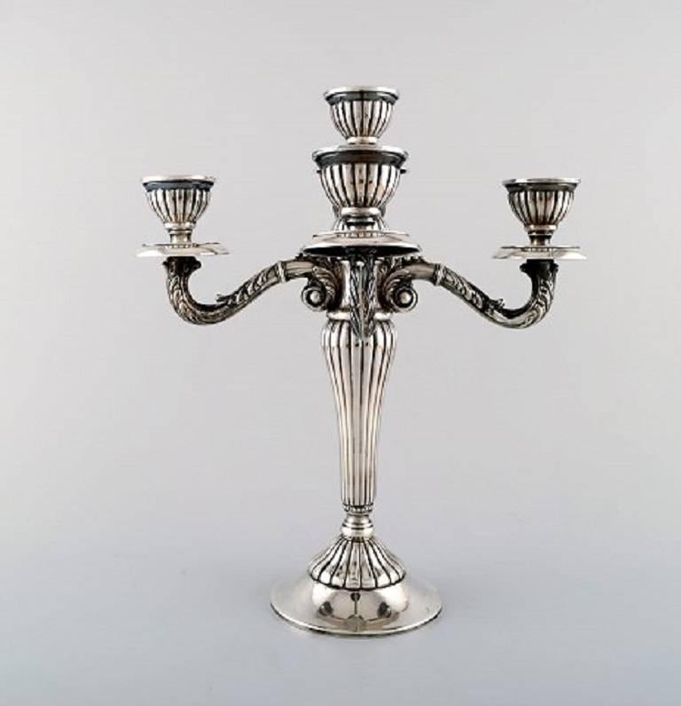 Neoclassical Pair of Spanish Candelabra in Silver, Early 20th Century
