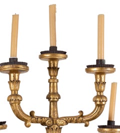 A Pair of Spanish Carlos II Carved Giltwood Wall Sconces, 17th Century