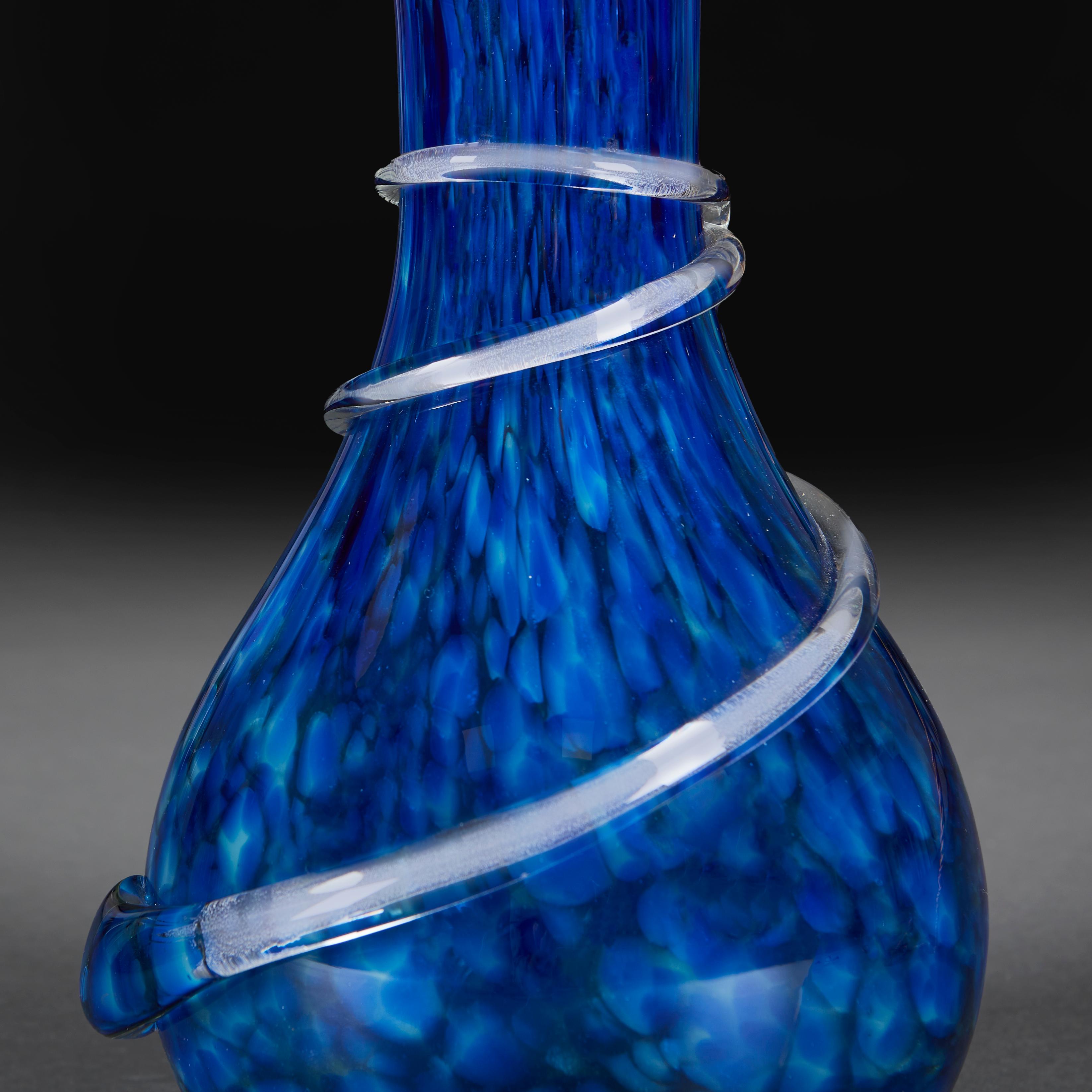 A Pair of Spiral Blue Murano Glass Lamps In Good Condition For Sale In London, GB