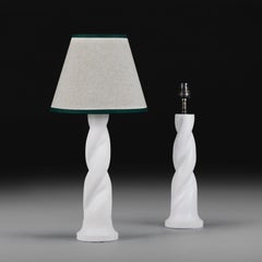 A Pair of Spiral Twist Plaster and Gesso Table Lamps