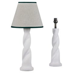 A Pair of Spiral Twist Plaster and Gesso Table Lamps