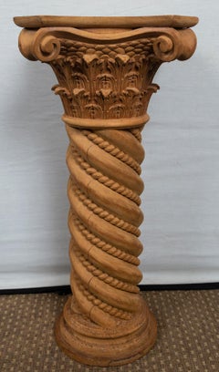 Pair of Spiral Wood Pedestals