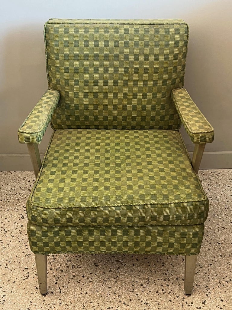 Pair of SS United States First Class Cabin Upholstered Arm Chairs For