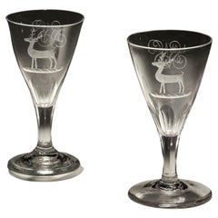 Pair of Stag Engraved Glasses