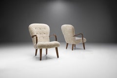 Pair of Stained Beech Easy Chairs by a Danish Cabinetmaker, Denmark, 1940s