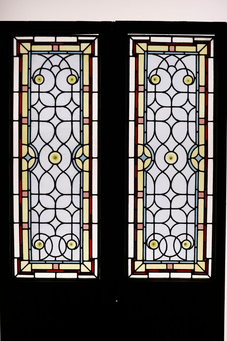 Pair of Stained Glass Antique Doors For Sale at 1stDibs antique