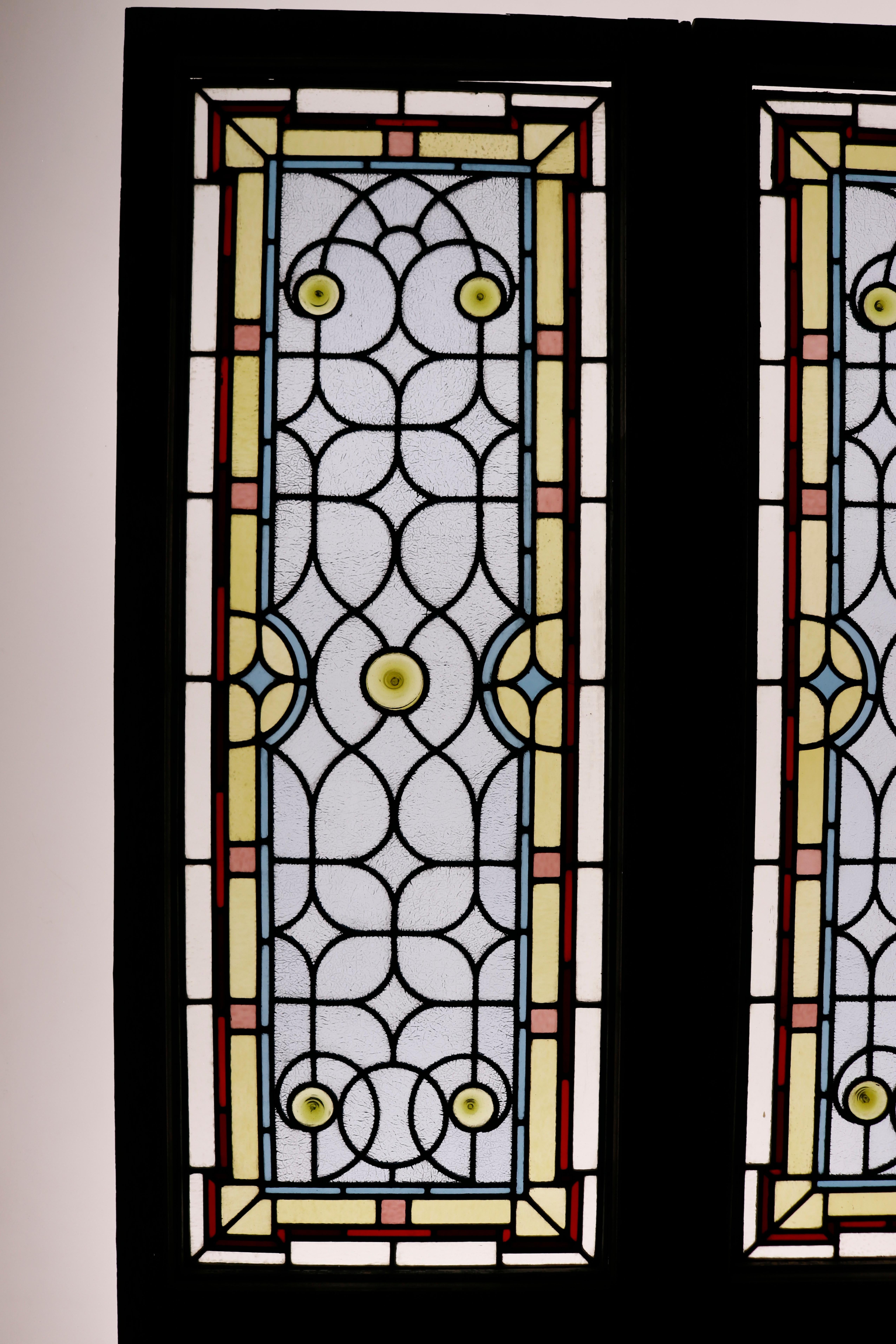 19th Century Pair of Stained Glass Antique Doors For Sale