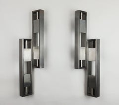 Pair of Stainless Still Sconces
