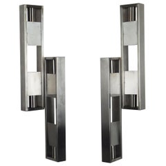 Pair of Stainless Still Sconces