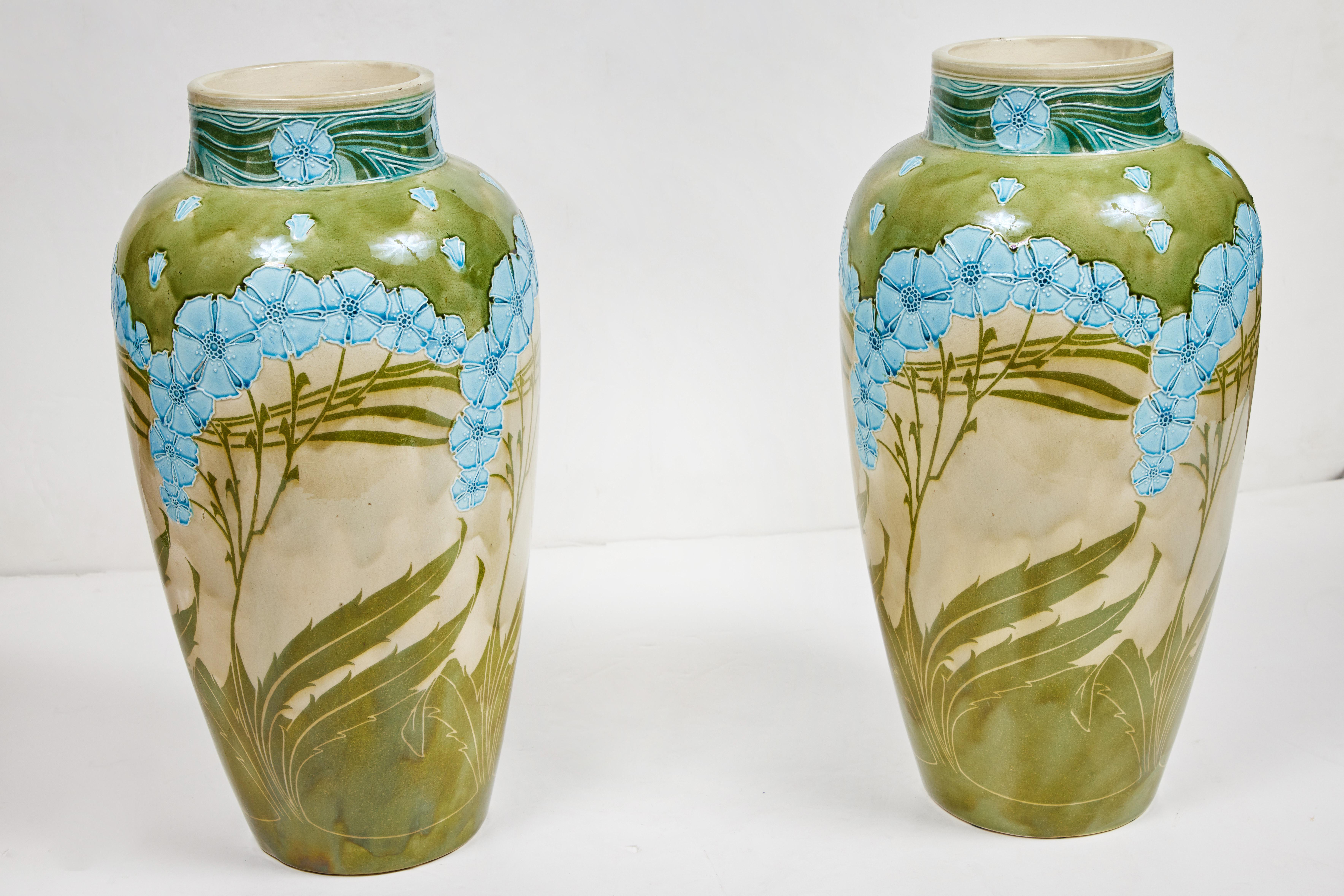 English Pair of Stamped, Mintons Vases For Sale