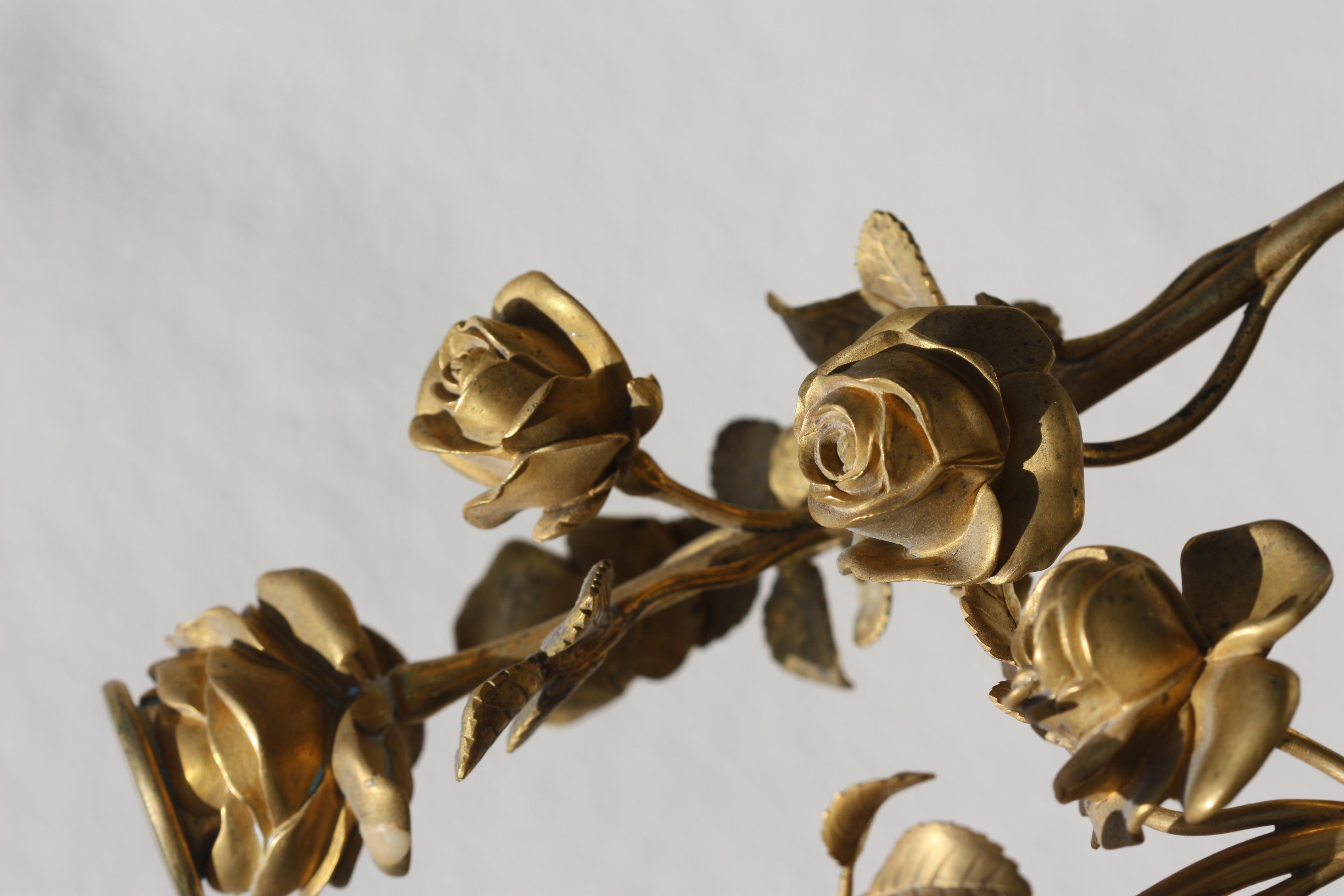 Pair of Standing Cherub Patinated Bronze and Gilt-Bronze Figural Candelabrum For Sale 1