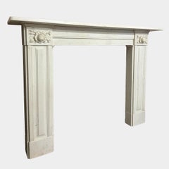 A Pair Of Statuary White Marble English Regency Antique Fireplace Mantels