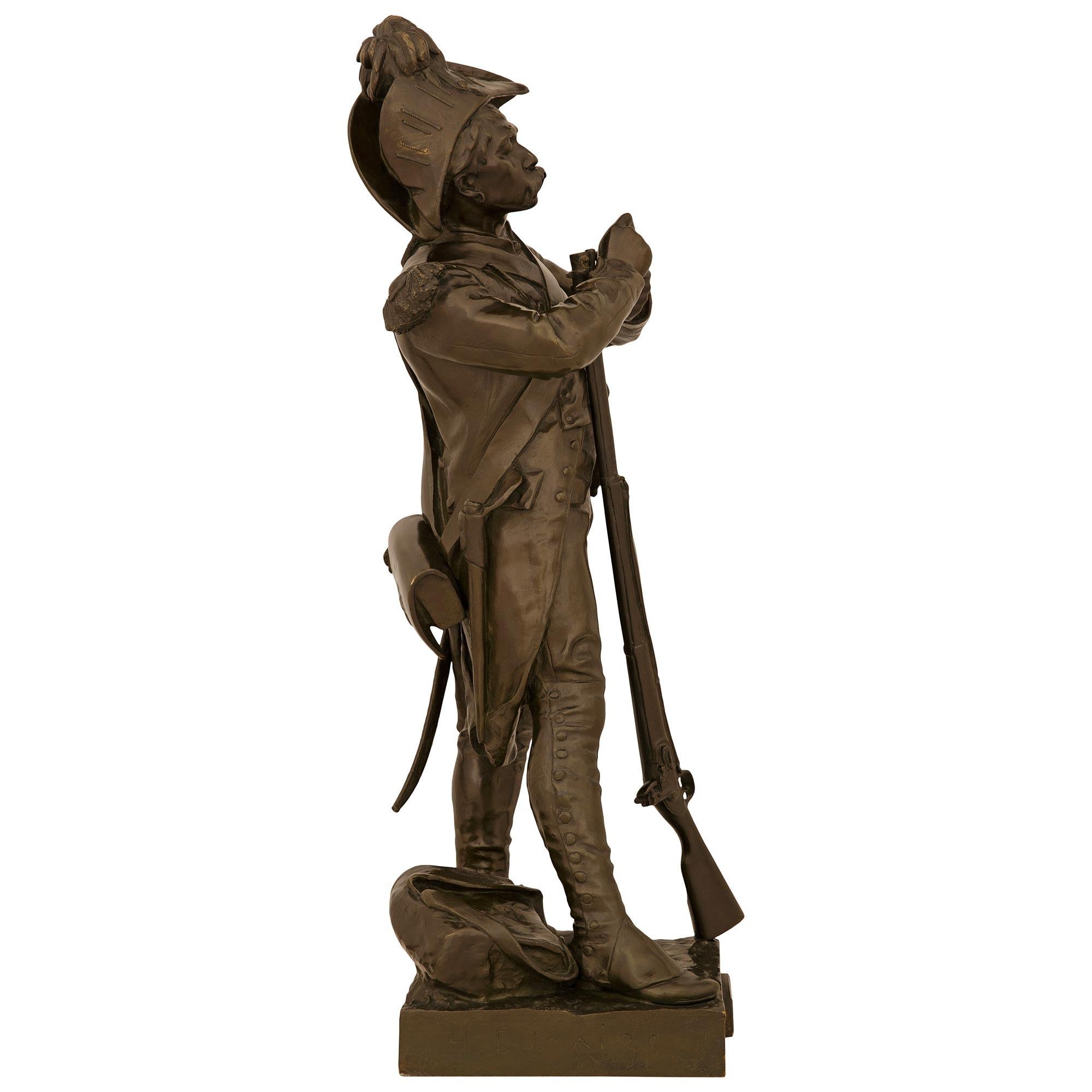 Patinated A Pair of statues named Avant Le Combat and Apres Le Combat, signed by Dumaige For Sale