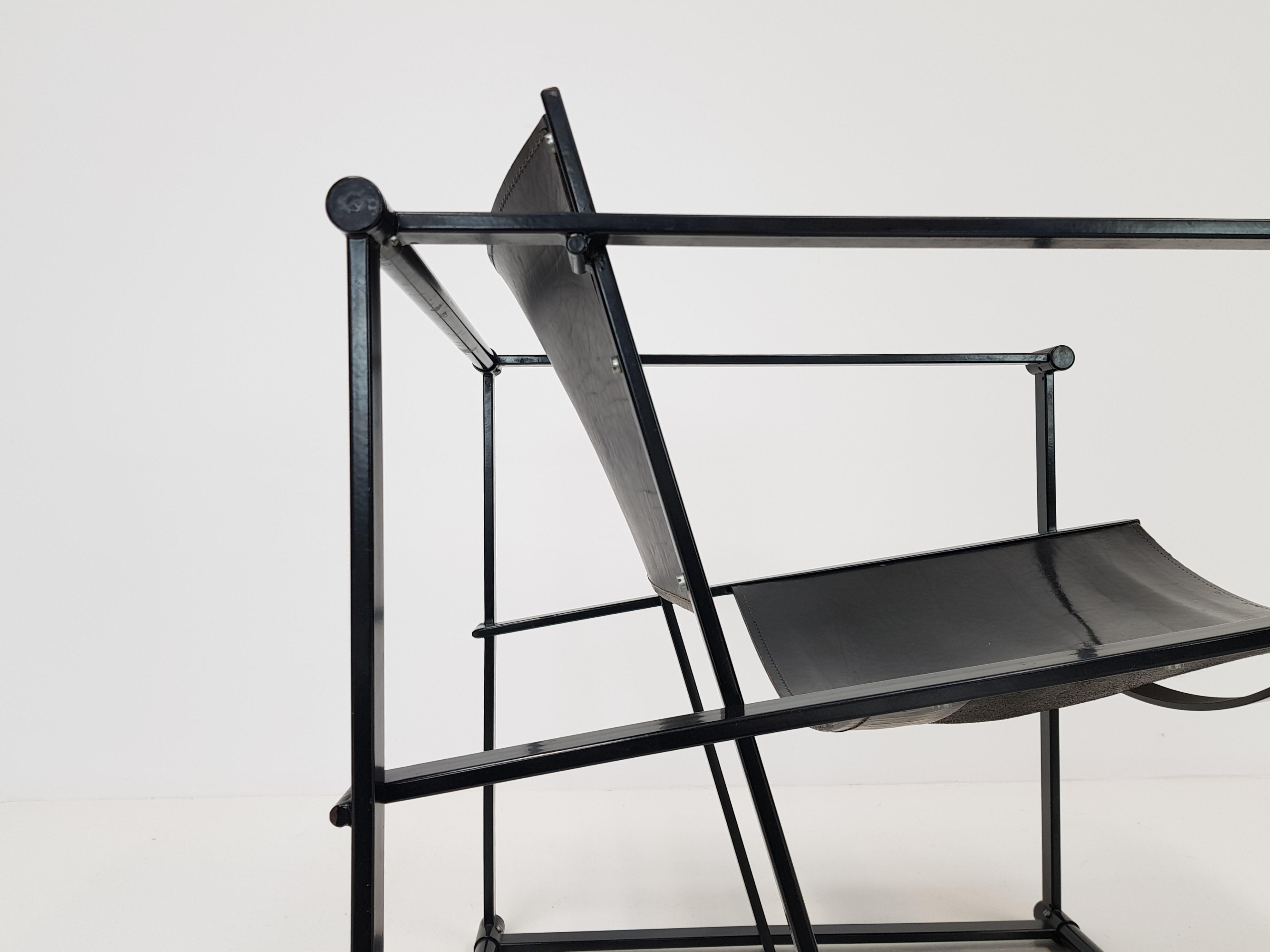 20th Century Pair of Steel and Leather FM62 Chairs by Radboud Van Beekum for Pastoe, 1980s