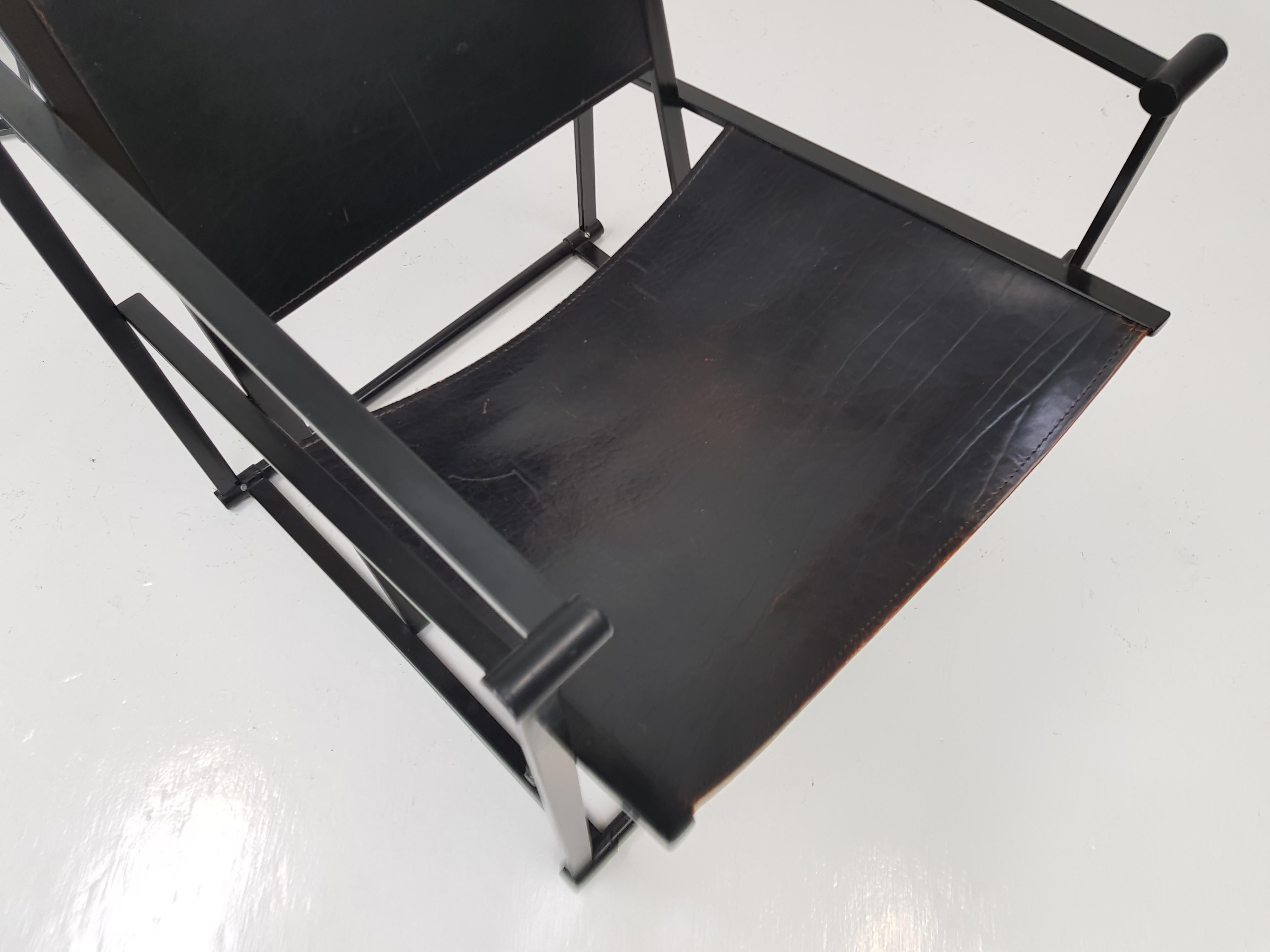 Pair of Steel and Leather FM62 Chairs by Radboud Van Beekum for Pastoe, 1980s 3