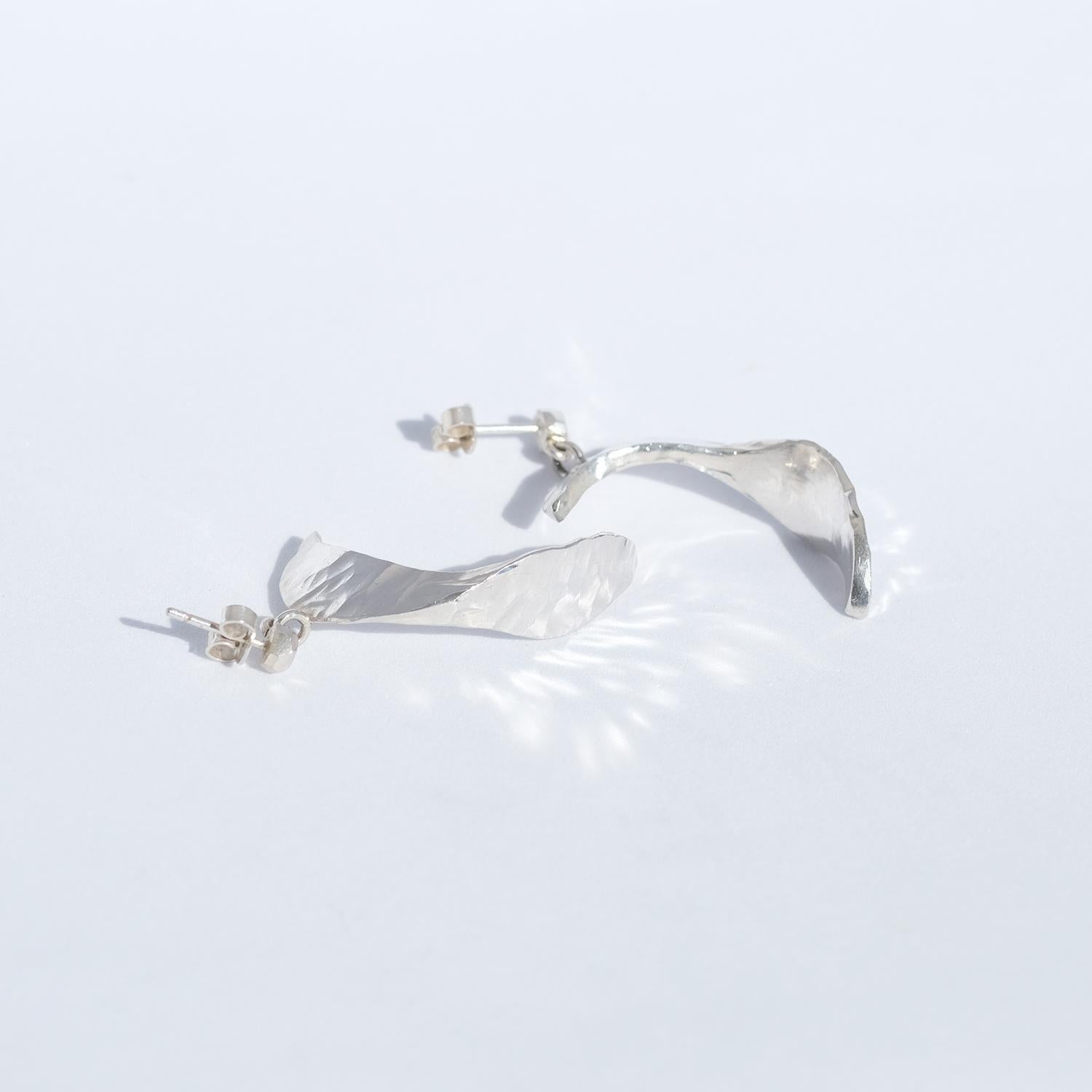 Women's Pair of Sterling Silver Earrings Made by the Swedish Smith Rey Urban in 1991