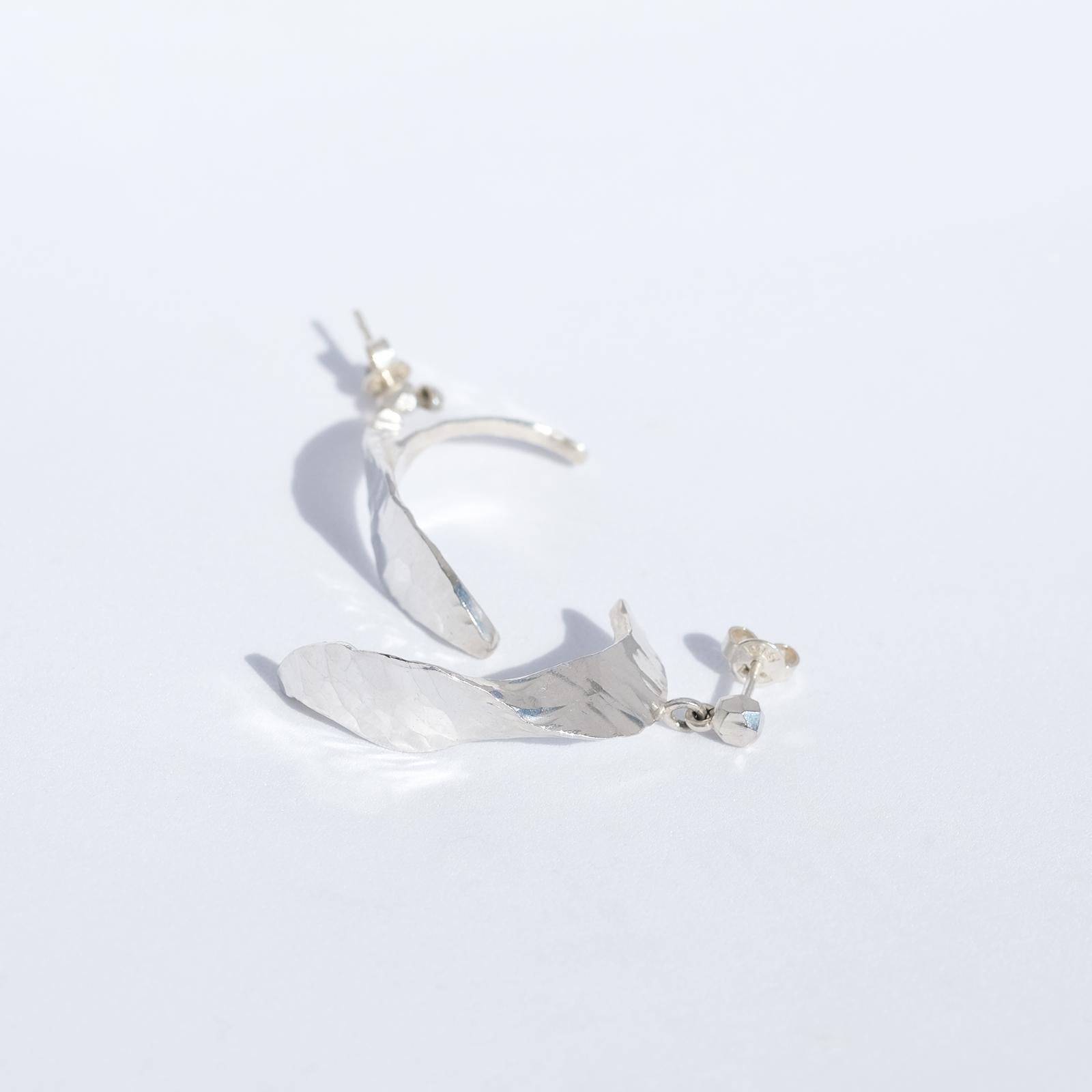 Pair of Sterling Silver Earrings Made by the Swedish Smith Rey Urban in 1991 2