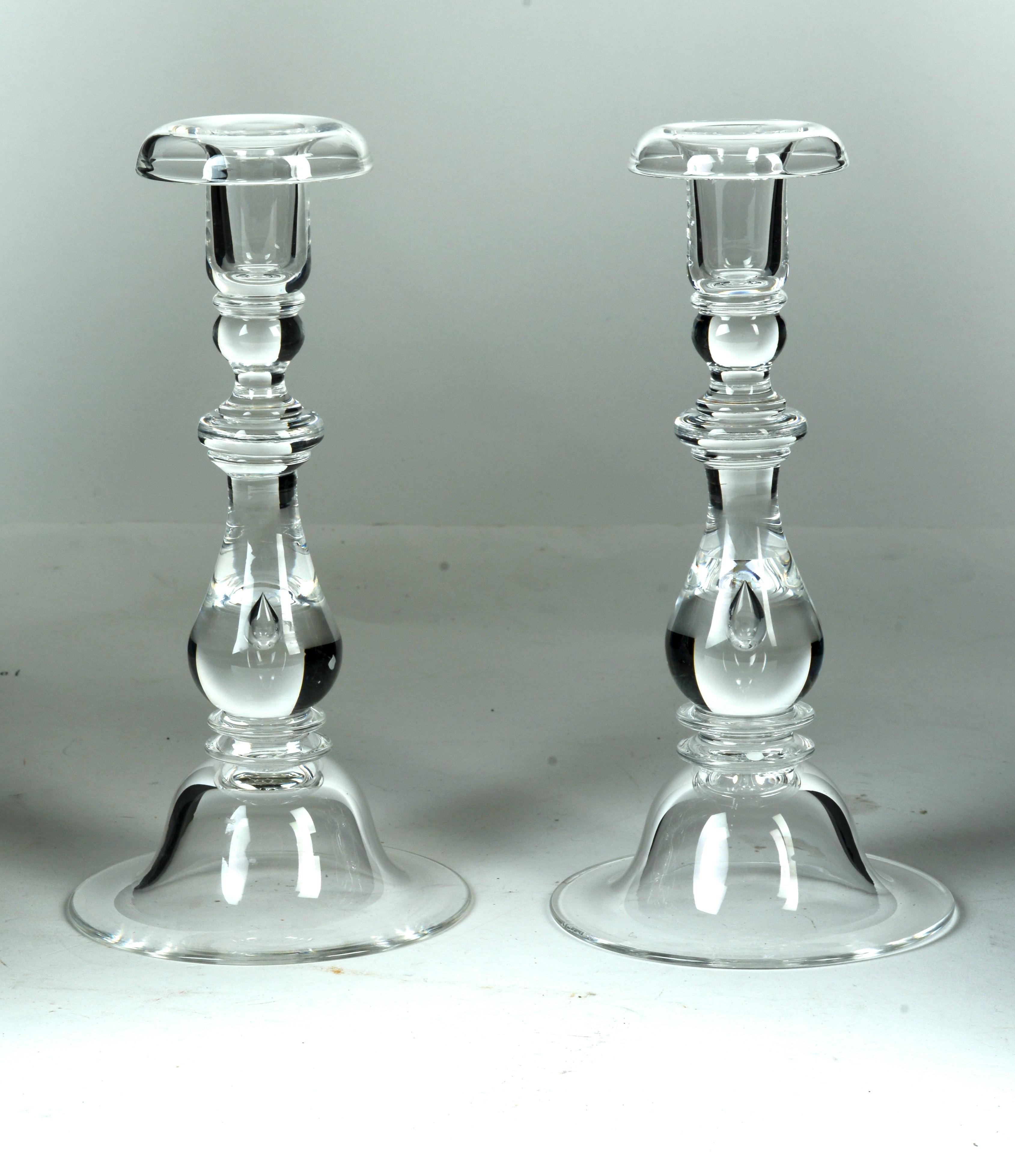 A pair of Steuben baluster candlesticks in the 