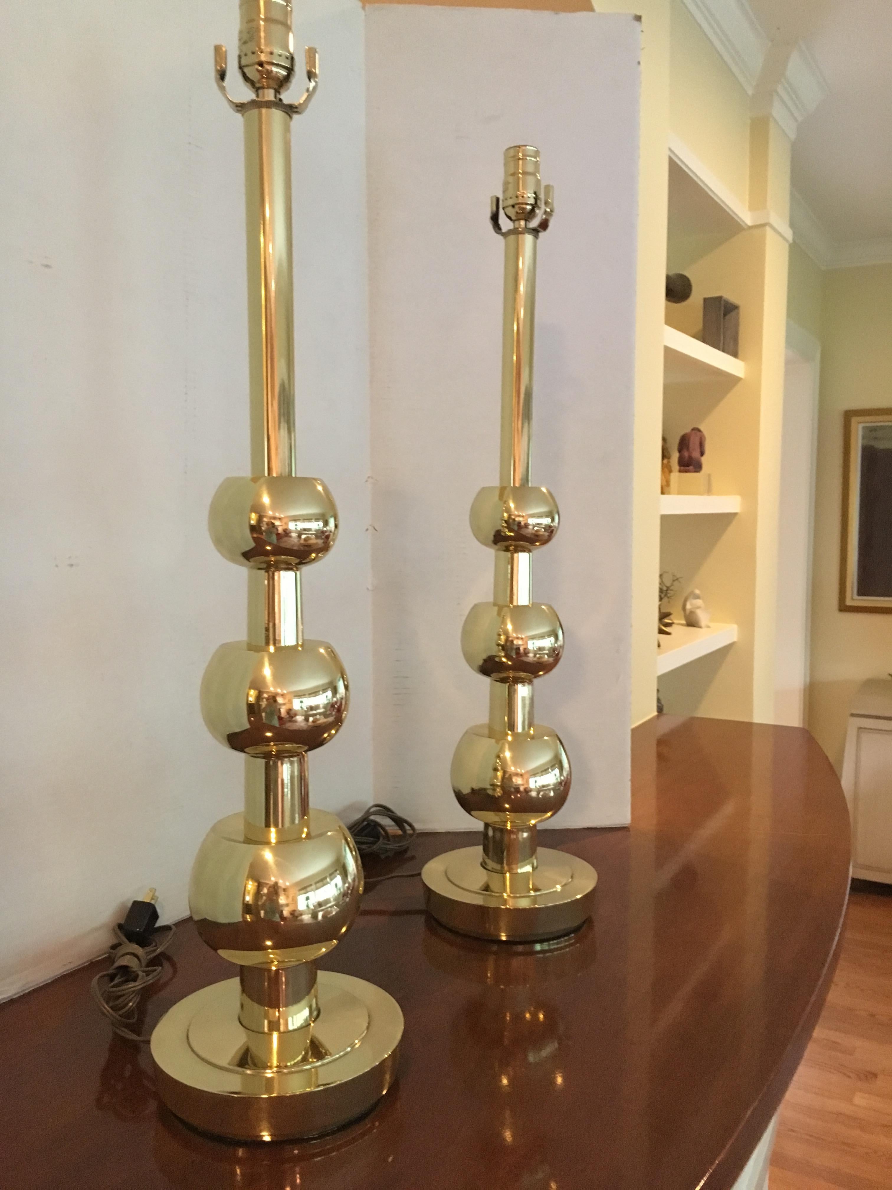Pair of Stiffel Brass Table Lamps In Excellent Condition In Chicago, IL
