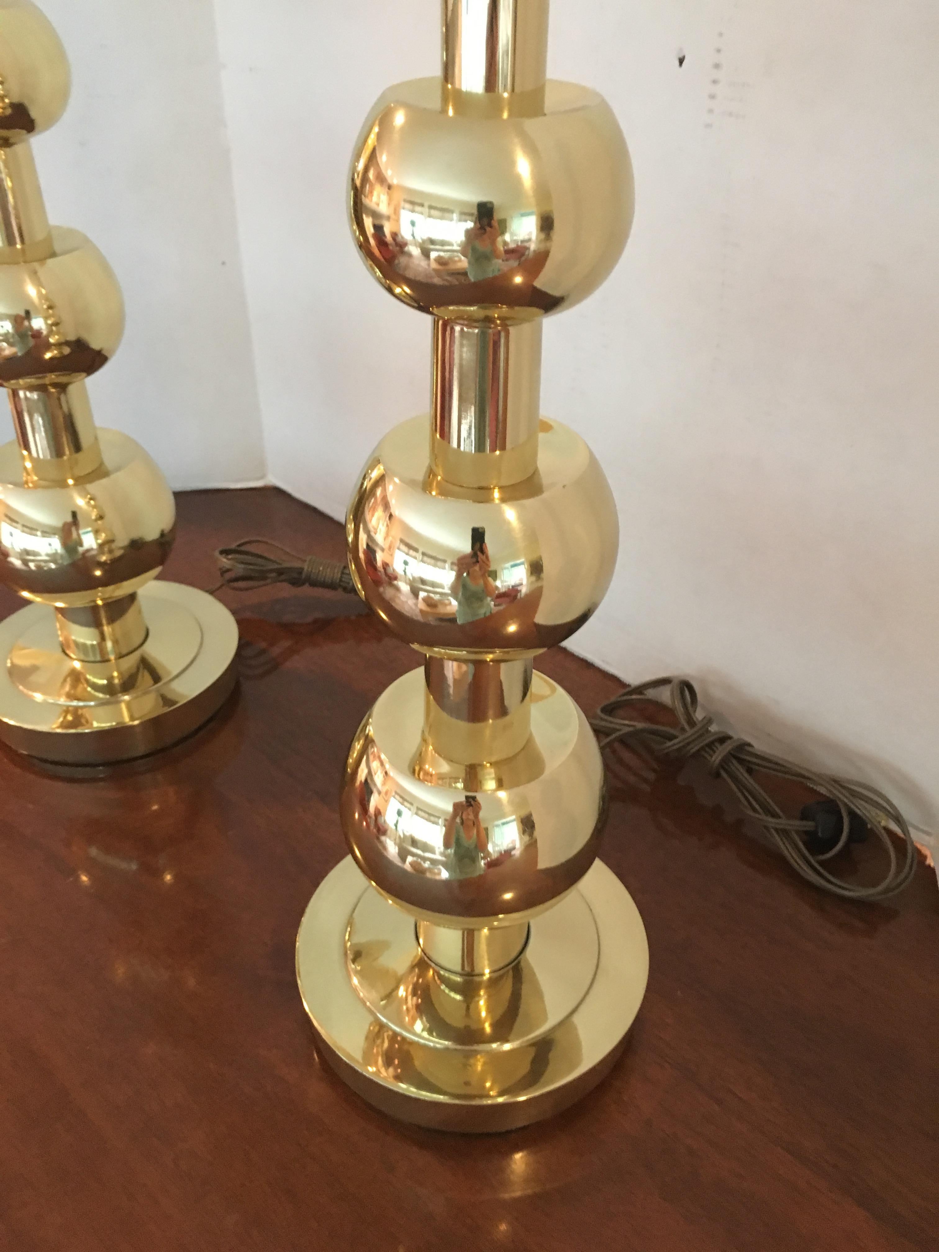 Mid-20th Century Pair of Stiffel Brass Table Lamps