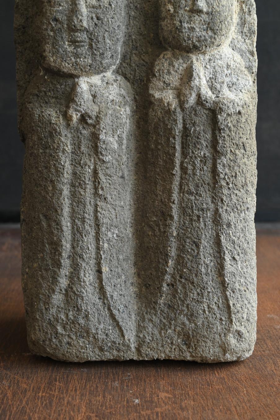 Hand-Carved A pair of stone Buddha statues from the Edo period in Japan/Jizo Bodhisattva